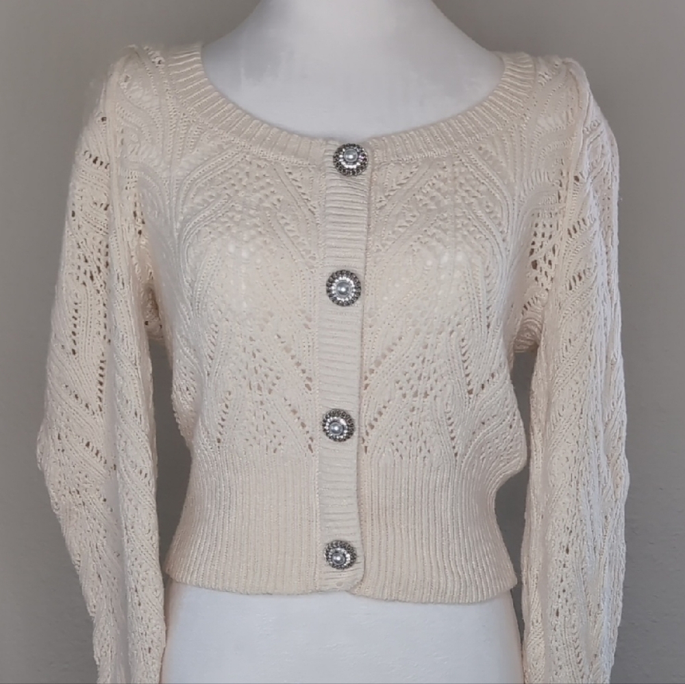 NWT Express Cream Knit Button-Up Cardigan